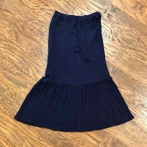 Talbots navy blue tassel maxi skirt